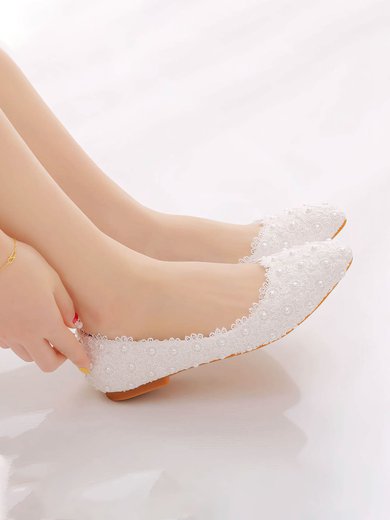 Women's Pumps PVC Flower Flat Heel Wedding Shoes #Milly03031430