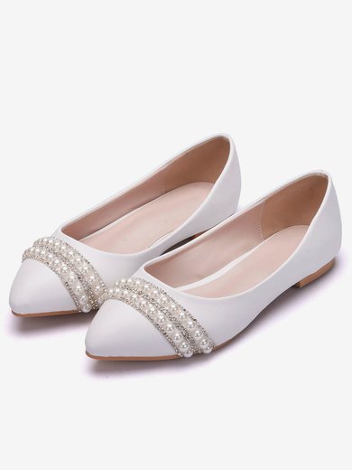 Women's Pumps PVC Crystal Flat Heel Wedding Shoes #Milly03031433
