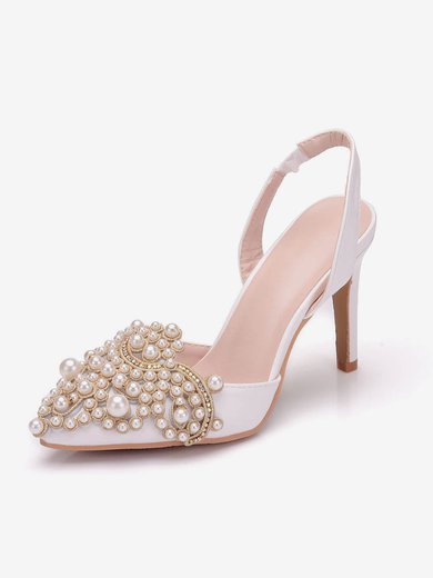 Women's Closed Toe PVC Crystal Stiletto Heel Wedding Shoes #Milly03031434