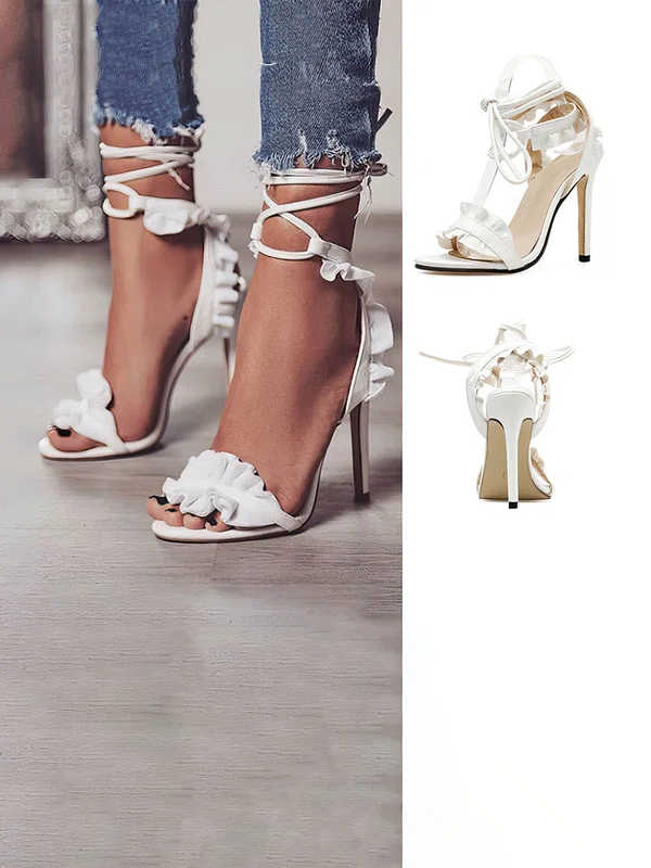 Women's Sandals PVC Ruched Stiletto Heel Wedding Shoes #Milly03031438