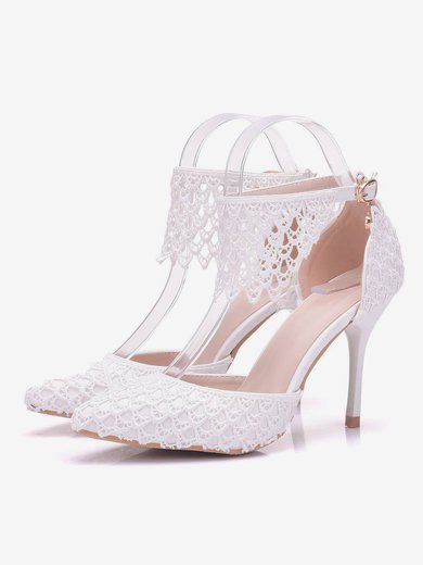 Women's Closed Toe PVC Buckle Stiletto Heel Wedding Shoes #Milly03031439