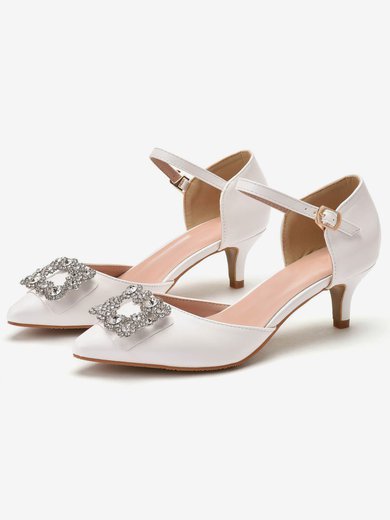 Women's Closed Toe PVC Buckle Kitten Heel Wedding Shoes #Milly03031442