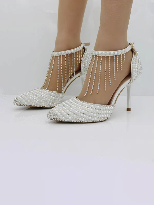 Women's Closed Toe PVC Buckle Stiletto Heel Wedding Shoes #Milly03031451