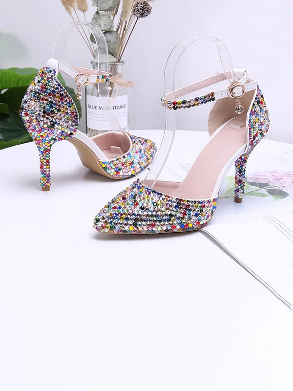 Women's Closed Toe PVC Buckle Stiletto Heel Wedding Shoes #Milly03031456