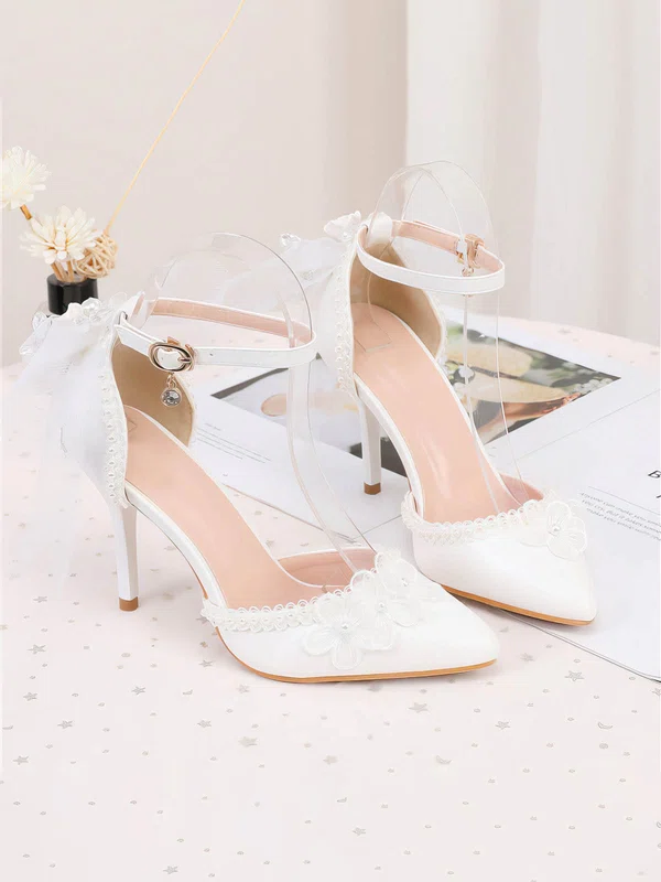 Women's Closed Toe PVC Buckle Stiletto Heel Wedding Shoes #Milly03031460
