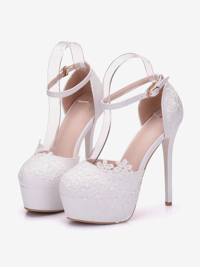 Women's Closed Toe PVC Buckle Stiletto Heel Wedding Shoes #Milly03031461