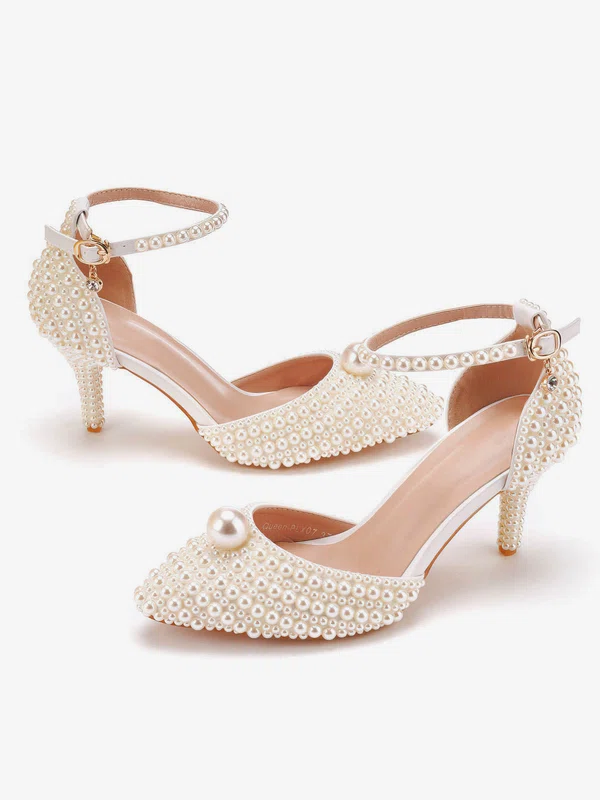 Women's Closed Toe PVC Buckle Stiletto Heel Wedding Shoes #Milly03031468