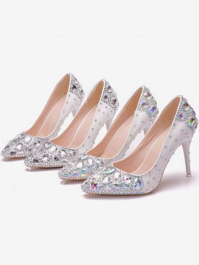 Women's Pumps PVC Rhinestone Stiletto Heel Wedding Shoes #Milly03031470