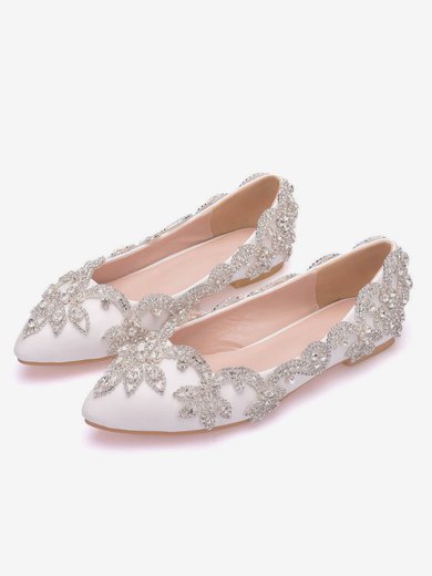 Women's Pumps PVC Crystal Flat Heel Wedding Shoes #Milly03031471