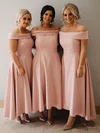 A-line Off-the-shoulder Satin Ankle-length Bridesmaid Dresses #Milly01014077