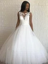 Ball Gown Illusion Tulle Sweep Train Wedding Dresses With Appliques Lace #Milly00023988