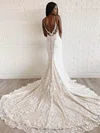 Trumpet/Mermaid Sweetheart Stretch Crepe Lace Court Train Wedding Dresses With Appliques Lace #Milly00023992