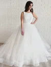 Ball Gown Scoop Neck Tulle Court Train Wedding Dresses #Milly00023993