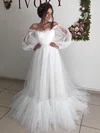 Ball Gown Off-the-shoulder Tulle Court Train Wedding Dresses #Milly00024007