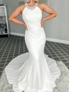 Trumpet/Mermaid Halter Stretch Crepe Court Train Wedding Dresses With Beading #Milly00024014