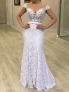 Trumpet/Mermaid Illusion Lace Sweep Train Wedding Dresses With Sashes / Ribbons #Milly00024046