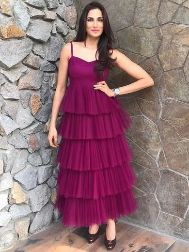 Ball Gown Sweetheart Tulle Floor-length Tiered Prom Dresses #Milly020107279