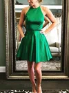 A-line Scoop Neck Silk-like Satin Short/Mini Homecoming Dresses With Beading #Milly020107290