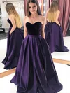 A-line Sweetheart Satin Sweep Train Pockets Prom Dresses #Milly020107331