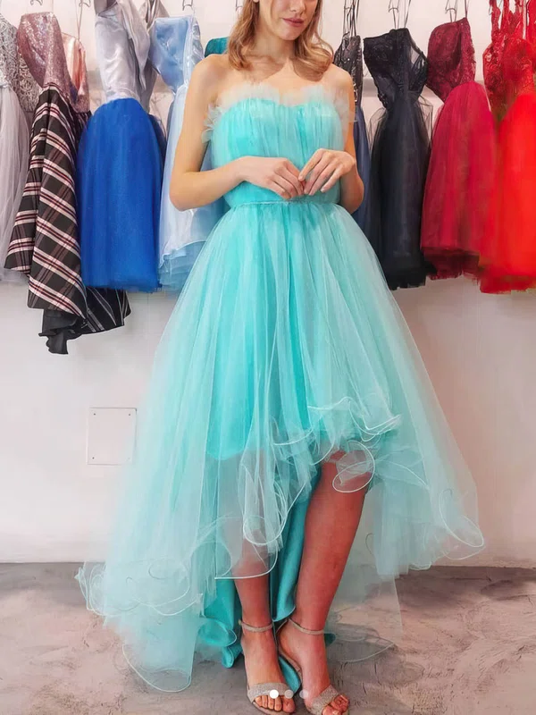 A-line Sweetheart Tulle Asymmetrical Prom Dresses #Milly020107355
