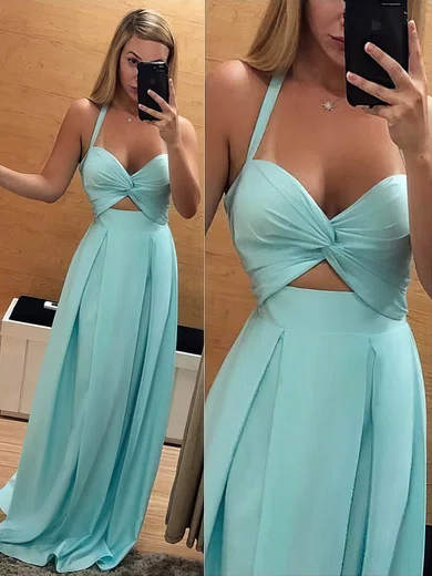 A-line Sweetheart Silk-like Satin Sweep Train Prom Dresses #Milly020107452