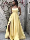 Ball Gown/Princess Floor-length Square Neckline Satin Pockets Prom Dresses #Milly020107469