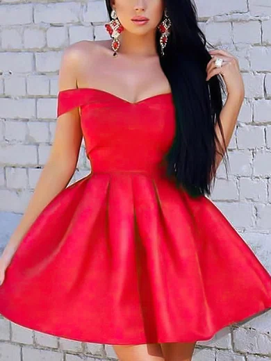 Short red prom on sale dresses off the shoulder