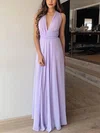 A-line Floor-length V-neck Chiffon Elegant Prom Dresses #Milly020107503