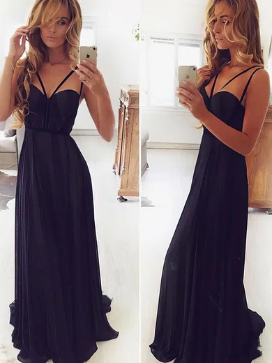A-line Sweetheart Chiffon Sweep Train Prom Dresses #Milly020107530