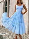 Ball Gown/Princess Tea-length V-neck Tulle Elegant Prom Dresses #Milly020107552