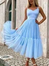 Princess V-neck Tulle Ruffle Long Homecoming Dresses #Milly020107552