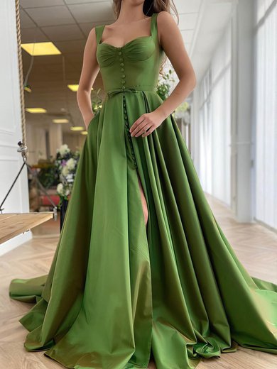 Ball Gown/Princess Sweep Train Sweetheart Satin Bow Prom Dresses #Milly020107557