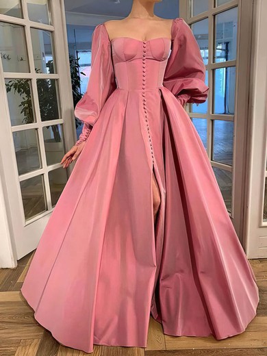 Ball Gown/Princess Floor-length Sweetheart Satin Long Sleeves Buttons Prom Dresses #Milly020107559