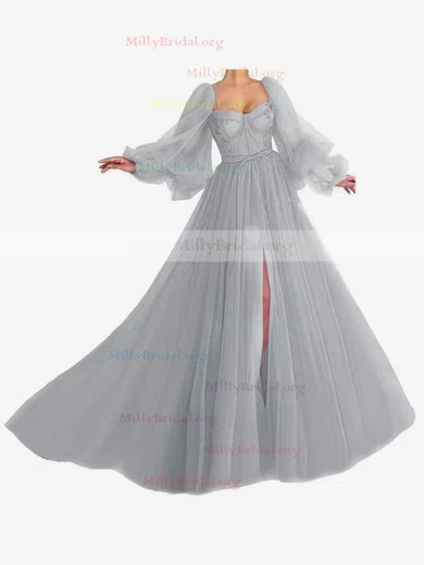 Ball Gown/Princess Sweep Train Sweetheart Tulle Long Sleeves