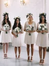 A-line V-neck Chiffon Knee-length Bridesmaid Dresses #Milly01014171