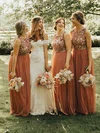 A-line Scoop Neck Tulle Glitter Floor-length Bridesmaid Dresses #Milly01014197