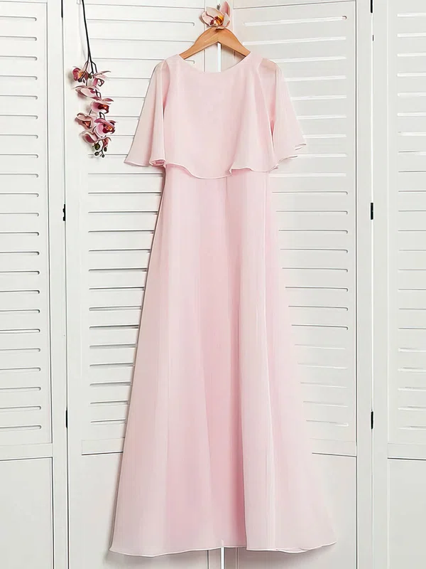 A-line Scoop Neck Chiffon Floor-length Bridesmaid Dresses #Milly01014210