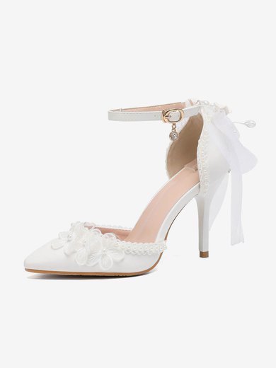 Women's Closed Toe Stiletto Heel PVC Rhinestone Wedding Shoes #Milly03030953