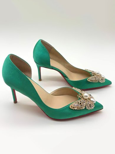 Women's Pumps Stiletto Heel PVC Bowknot Wedding Shoes #Milly03031046