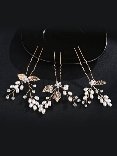 Hairpins Imitation Pearls Gold Headpieces #Milly03020289