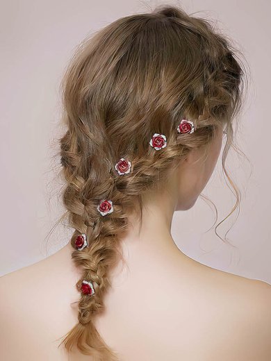 Hairpins Alloy Red Headpieces #Milly03020389