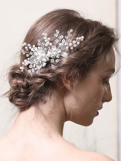 Combs & Barrettes Imitation Pearls Silver Headpieces #Milly03020404