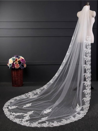 Chapel Bridal Veils One-tier Lace Applique Edge Applique Classic #Milly03010175
