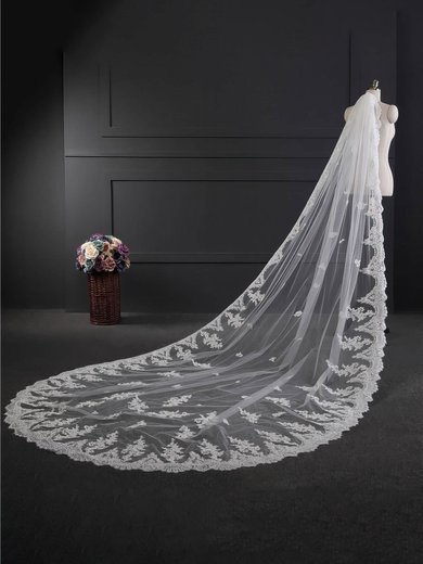 Cathedral Bridal Veils One-tier Lace Applique Edge Applique Classic #Milly03010184