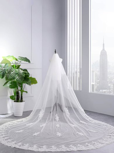 Cathedral Bridal Veils Two-tier Lace Applique Edge Applique Classic #Milly03010185