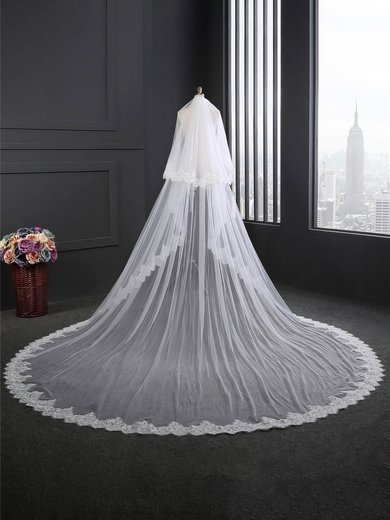 Cathedral Bridal Veils Two-tier Lace Applique Edge Sequin Classic #Milly03010187