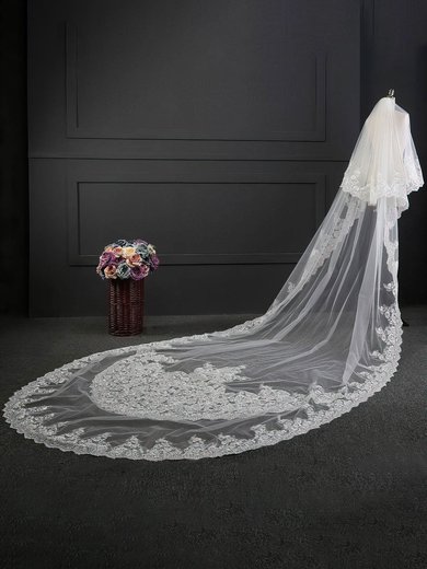Cathedral Bridal Veils Two-tier Lace Applique Edge Applique Classic #Milly03010189