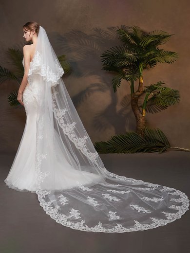 Cathedral Bridal Veils One-tier Lace Applique Edge Applique Classic #Milly03010197