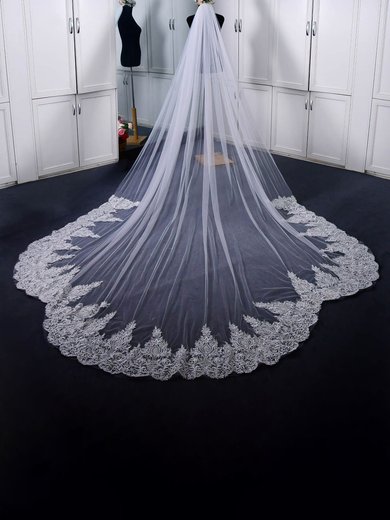 Cathedral Bridal Veils One-tier Lace Applique Edge Lace Classic #Milly03010216