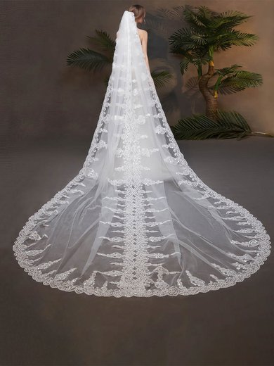 Cathedral Bridal Veils One-tier Lace Applique Edge Sequin Classic #Milly03010227